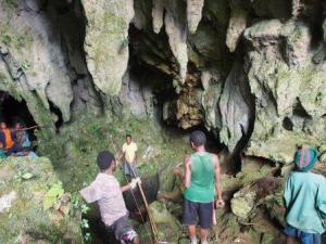 descending into the cave