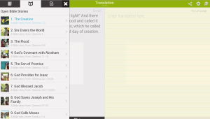 The beginning of the story list in translationStudio.