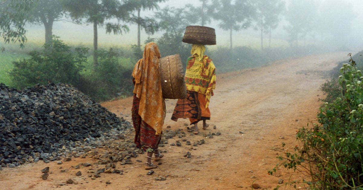 Women carrying baskets in South Asia